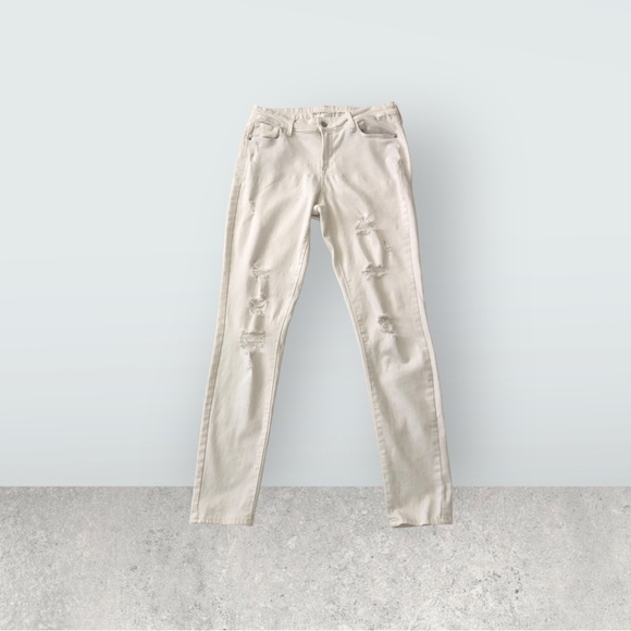 Old Navy Vintage White Rockstar Distressed Mid Rise Skinny Jeans. Size 10 - Picture 1 of 9